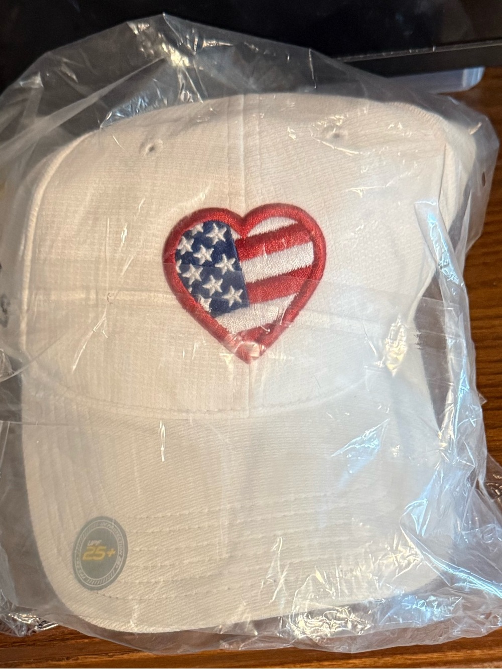 TaylorMade White Cap with Red, White & Blue Heart Flag Embroidery